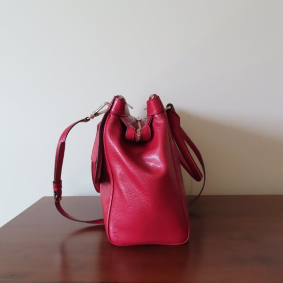 COACH Pinnacle Harper grenadine red embossed lizard tote bag satchel EUC 23572 - Picture 5 of 16